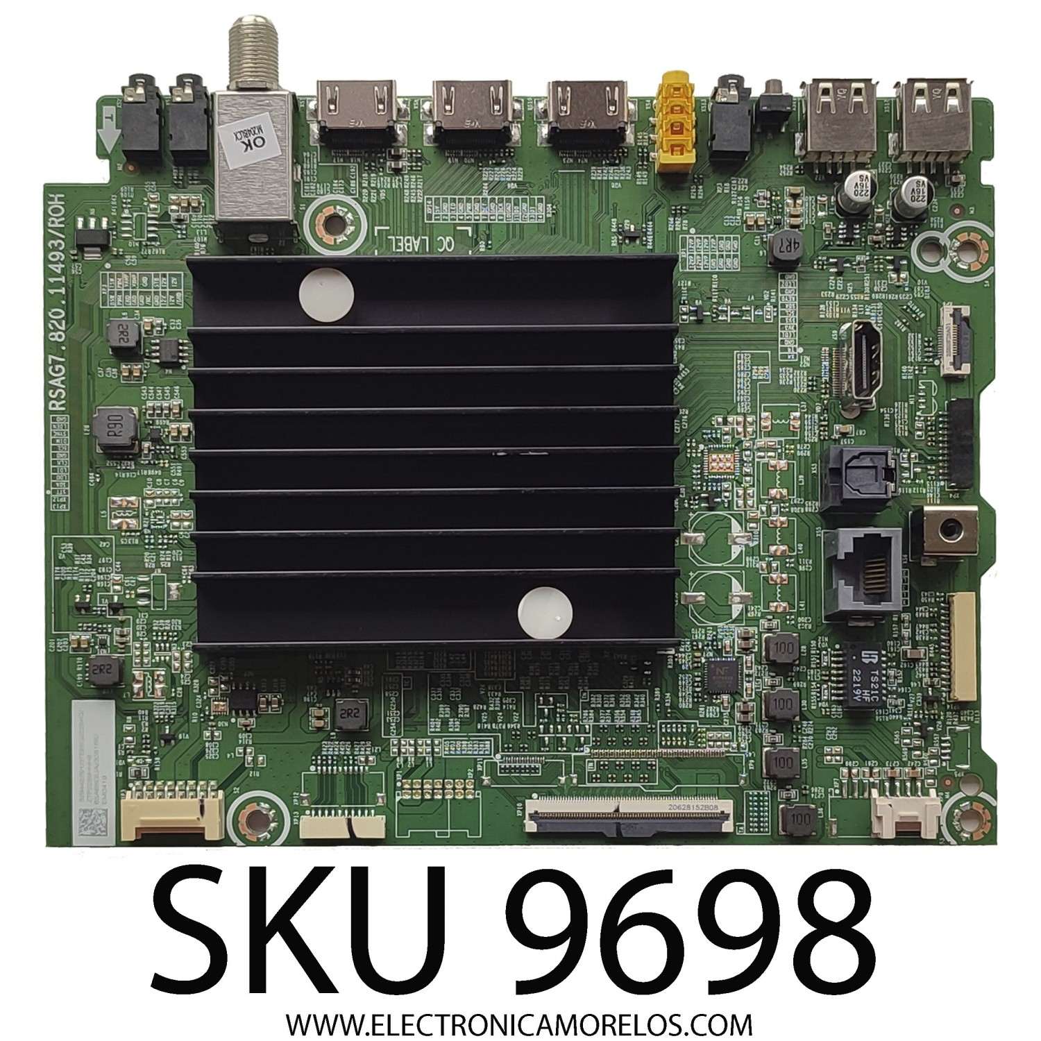 MAIN PARA TV QLED HISENSE ((GOOGLE TV)) 4K·UHD·HDR / NUMERO DE PARTE 329442 / RSAG7.820.11493/ROH / 308186 / 65A66GUA / PANEL HD650Y3U51-T0LA/S0/GM/ROH / DISPLAY T650QVN07.5 / MODELO 65U6H 65A66GUA
